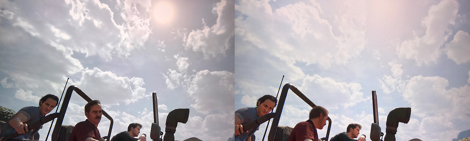 Uncharted 4 With HDR On (Left) and HDR Off (Right)