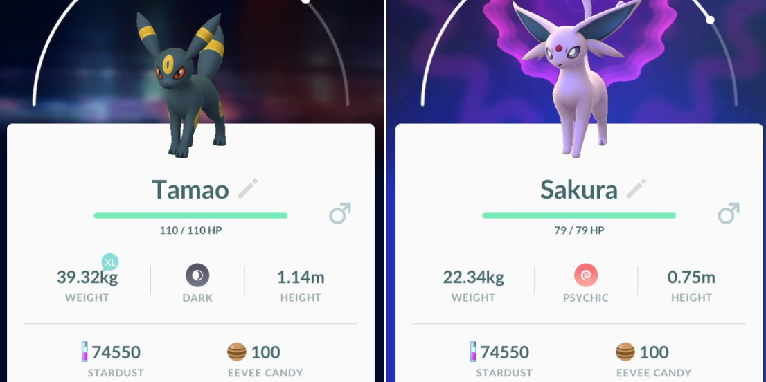 The Eevee Naming Trick Works For Espeon and Umbreon in Pokemon GO