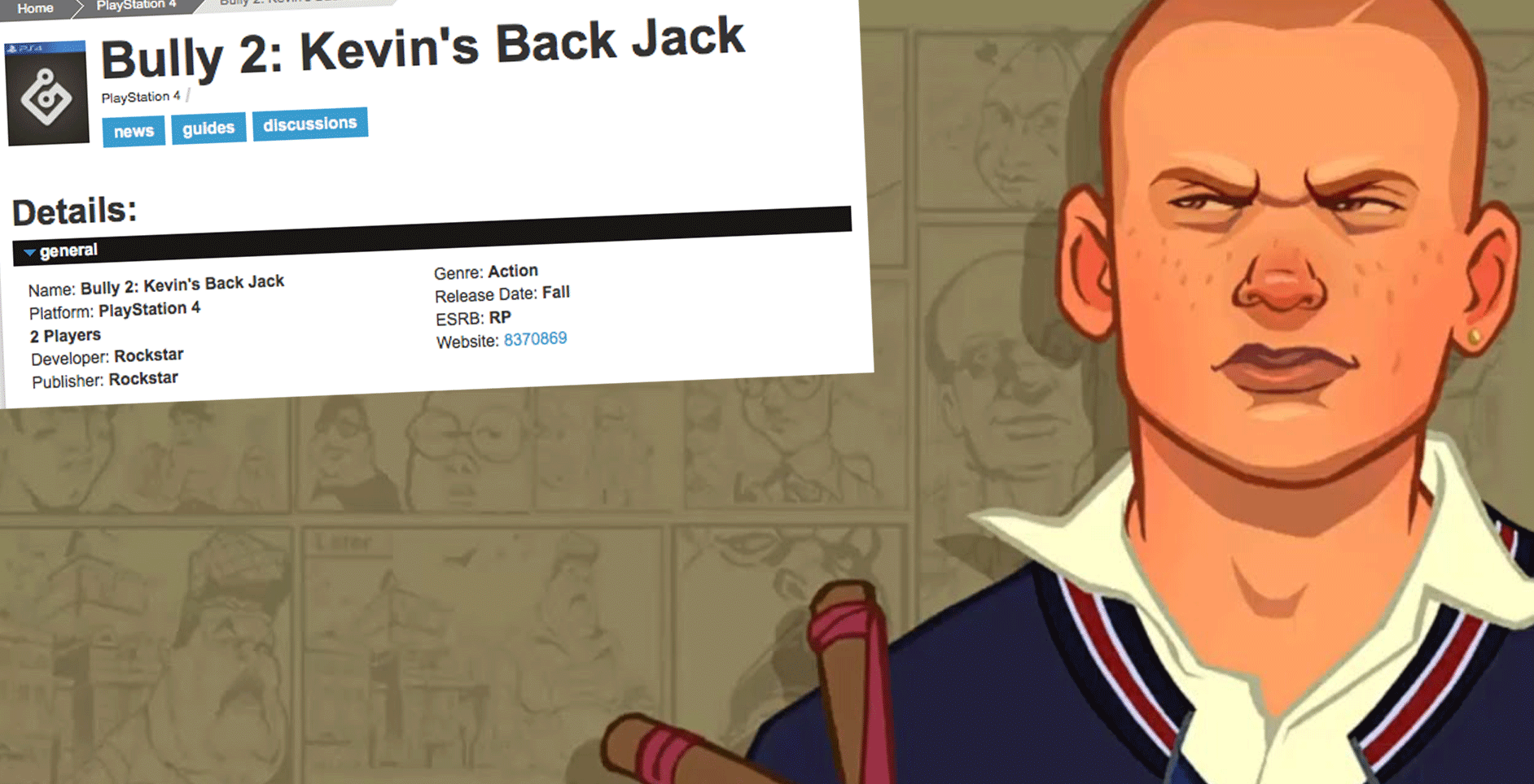 Bully 2: Kevin's Back Jack spotted on GameInformer, but it may not