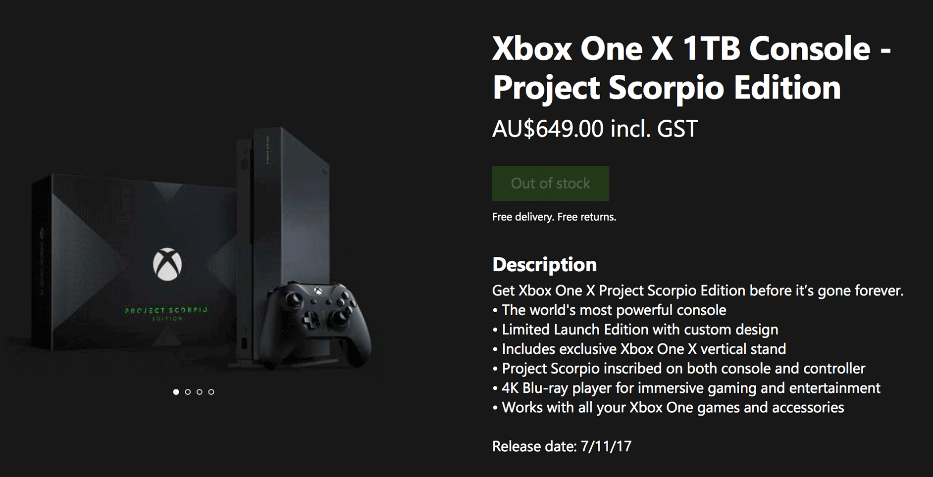 Australian Microsoft Store Has Already Sold Out Of Xbox One X Project Scorpio Edition