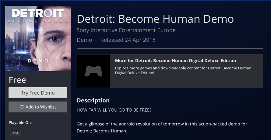 Detroit best sale ps store