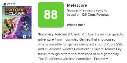 Metacritic - RATCHET & CLANK: RIFT APART (PS5) reviews are