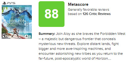 Metacritic - HORIZON FORBIDDEN WEST reviews are coming in