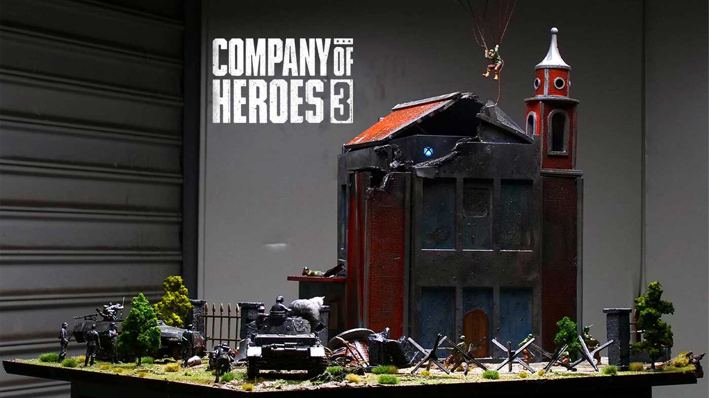 Aussiii pot câștiga această Dioramă Company of Heroes 3 de 10.000 USD, inclusiv un controler Xbox Series X funcțional