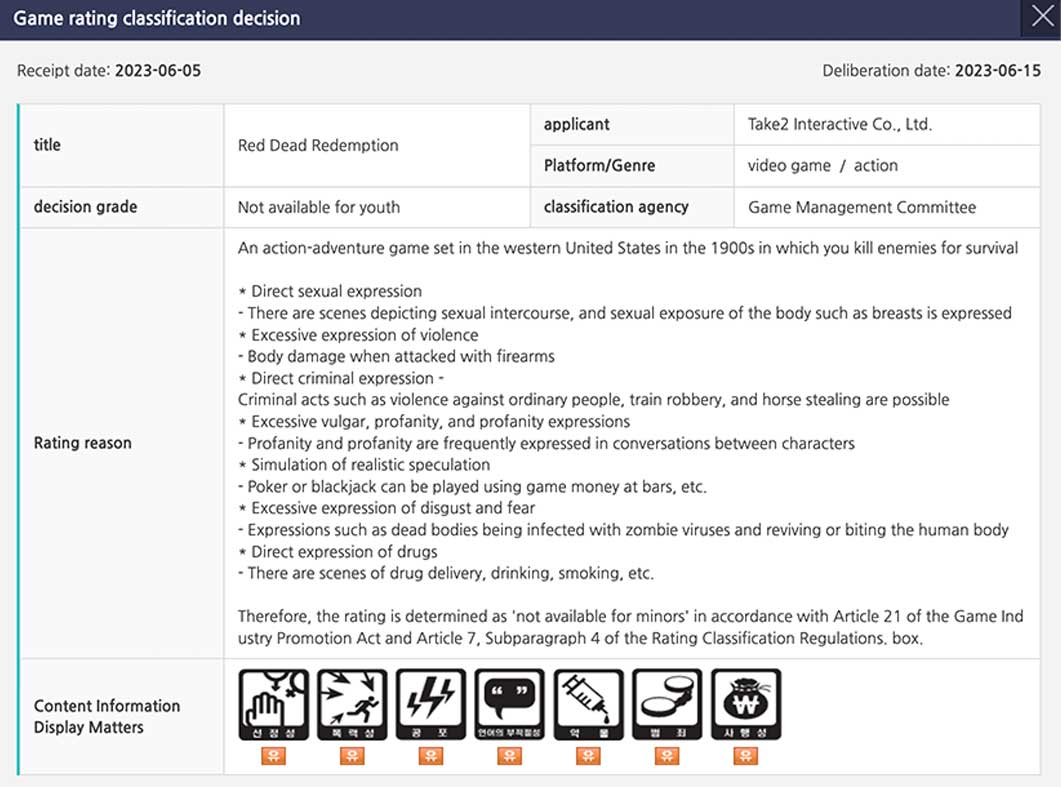 Red Dead Redemption rated in Korea in 2023 : r/GamingLeaksAndRumours