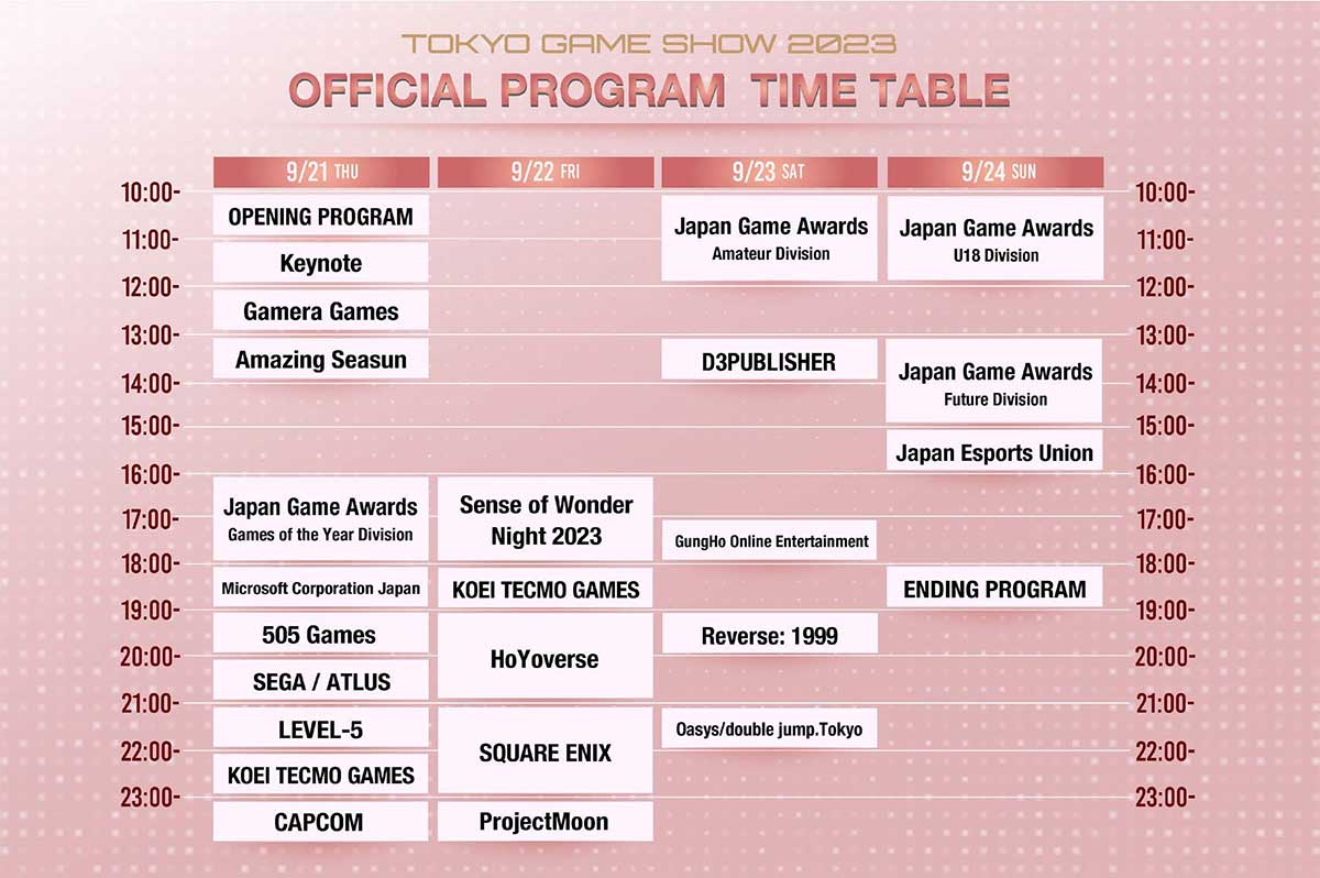 tokyo game show 2023 schedule