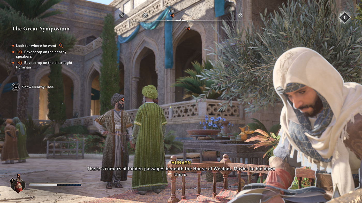Assassin's Creed Review - Basim Eavesdropping At The LIbrary