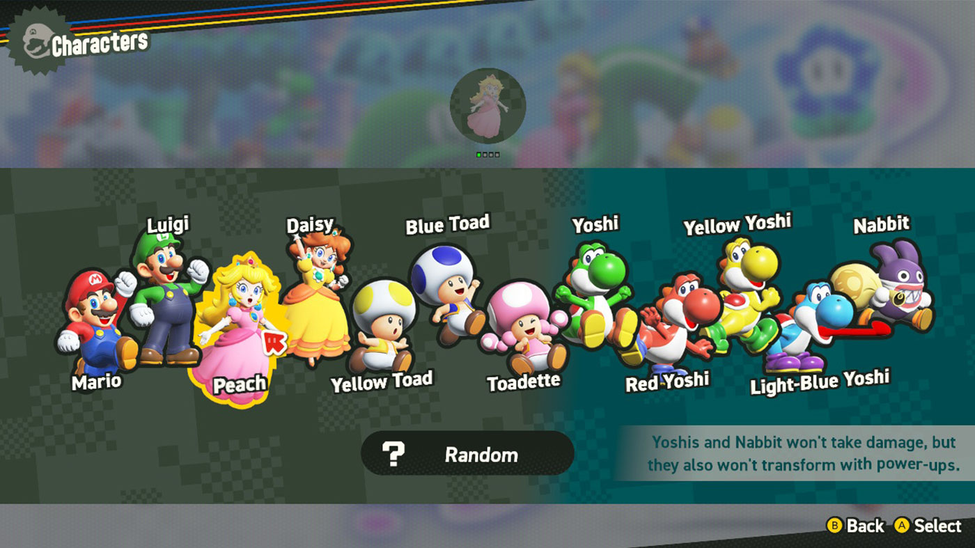 Super Mario Bros. Wonder Preview - Character Selection Screen