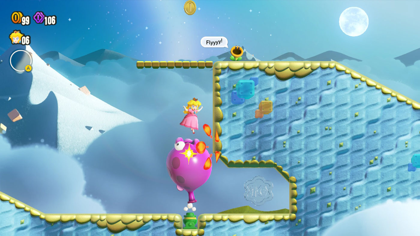 Super Mario Bros. Wonder Review - Princess Peach Bouncing Off Of A Bloomp