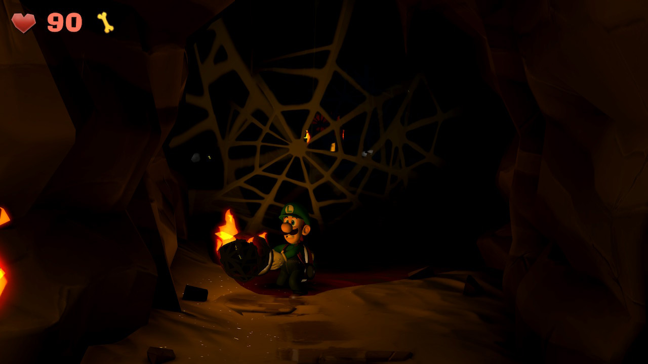 Luigi's Mansion 2 HD Review - Luigi Carrying Fire Through A Tunnel