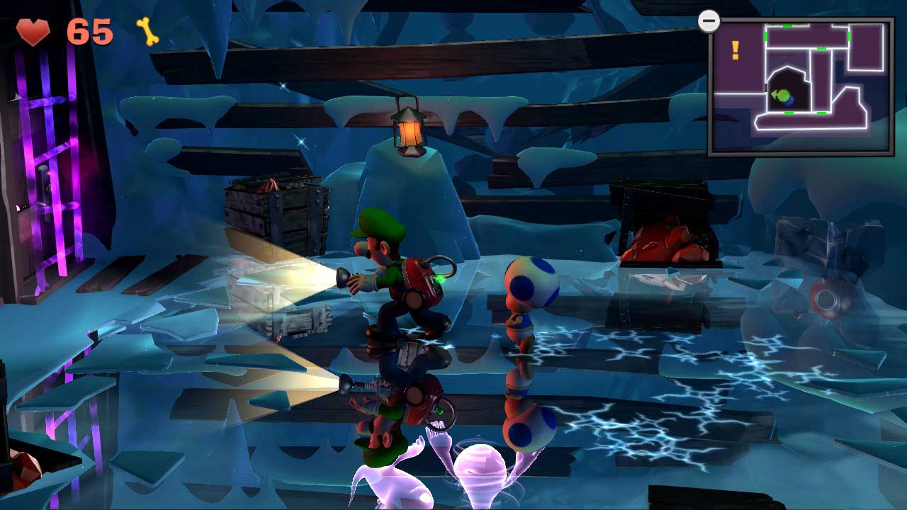 Luigi's Mansion 2 HD Review - Luigi Sneaking Over Ice WIth Toad