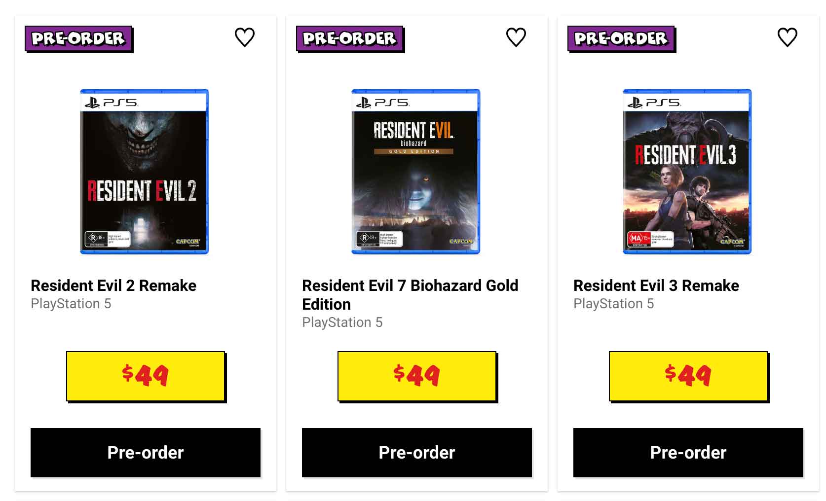 Resident Evil PS5 Physical Release