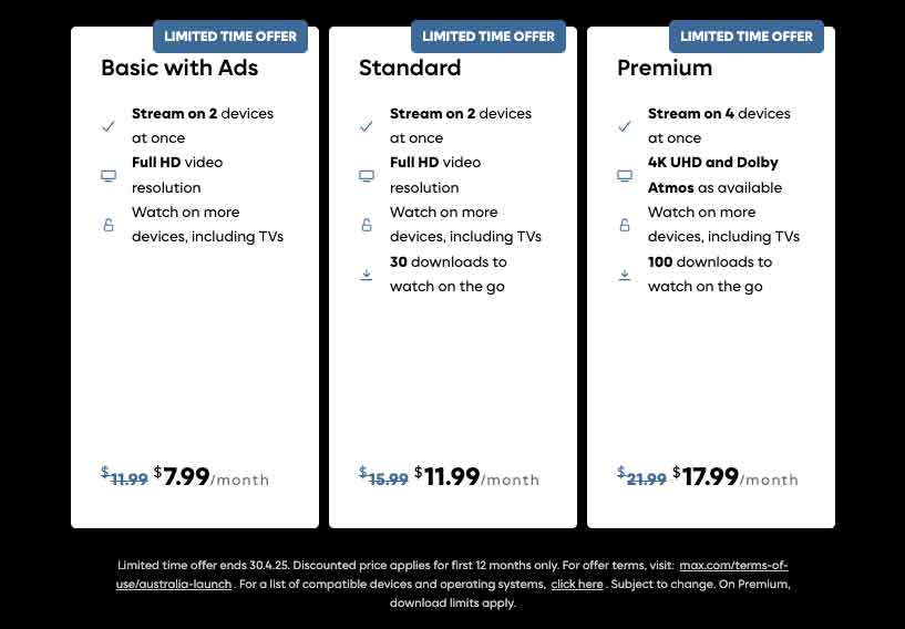 HBO Max Australian Prices