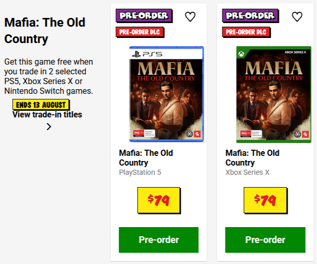 Mafia The Old Country JB HI-Fi