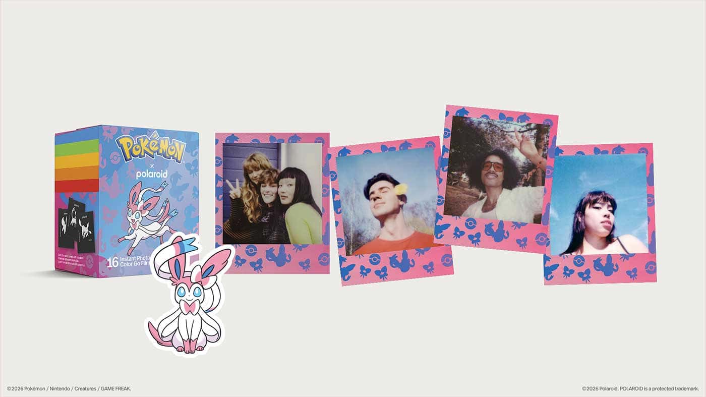Pokemon Polaroid photos with a cute Eevee figure and box display.