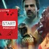 Podcast cover featuring game characters and a red Press Start logo.